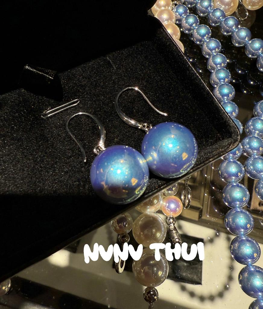 Blues Baroque, Silver Blue Rose Pearl Necklace, Comparable To Japanese Seawater Pearls Old Money Collarbone Chain, Bracelet
