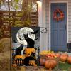 Scary Pumpkin Black Cat Spooky Welcome Halloween Cat 12X18 Inches Double-Sided House Ags