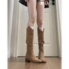 mouth boots pleated boots western thick heel thin pile boots women's boots boots v retro new no