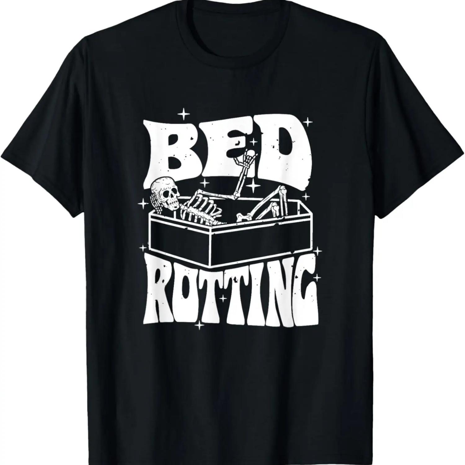 

Halloween Skeleton Bed Rotting Funny Spooky Poster T-Shirt XXXXXL чорний