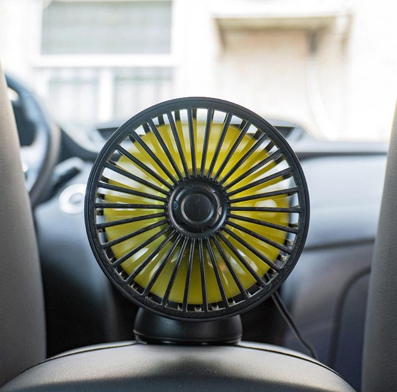 Car USB Clip Fan with 360 Degree Rotation & Strong ABS Suction Cup Portable Auto Suction Cup Fan for Vehicle Cooling