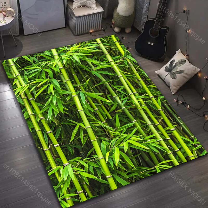 Bamboo Forest Printed Carpet for Bedroom Living Room Bedside Sofa Floor Mat Modern Home Decor Area Rug Large Size
