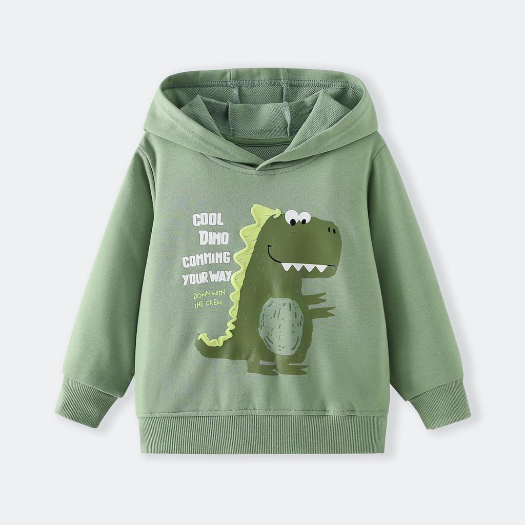 Felpa con Cappuccio e Stampa Dinosauri per Ragazzo, Pullover Casual per l'Uso Quotidiano