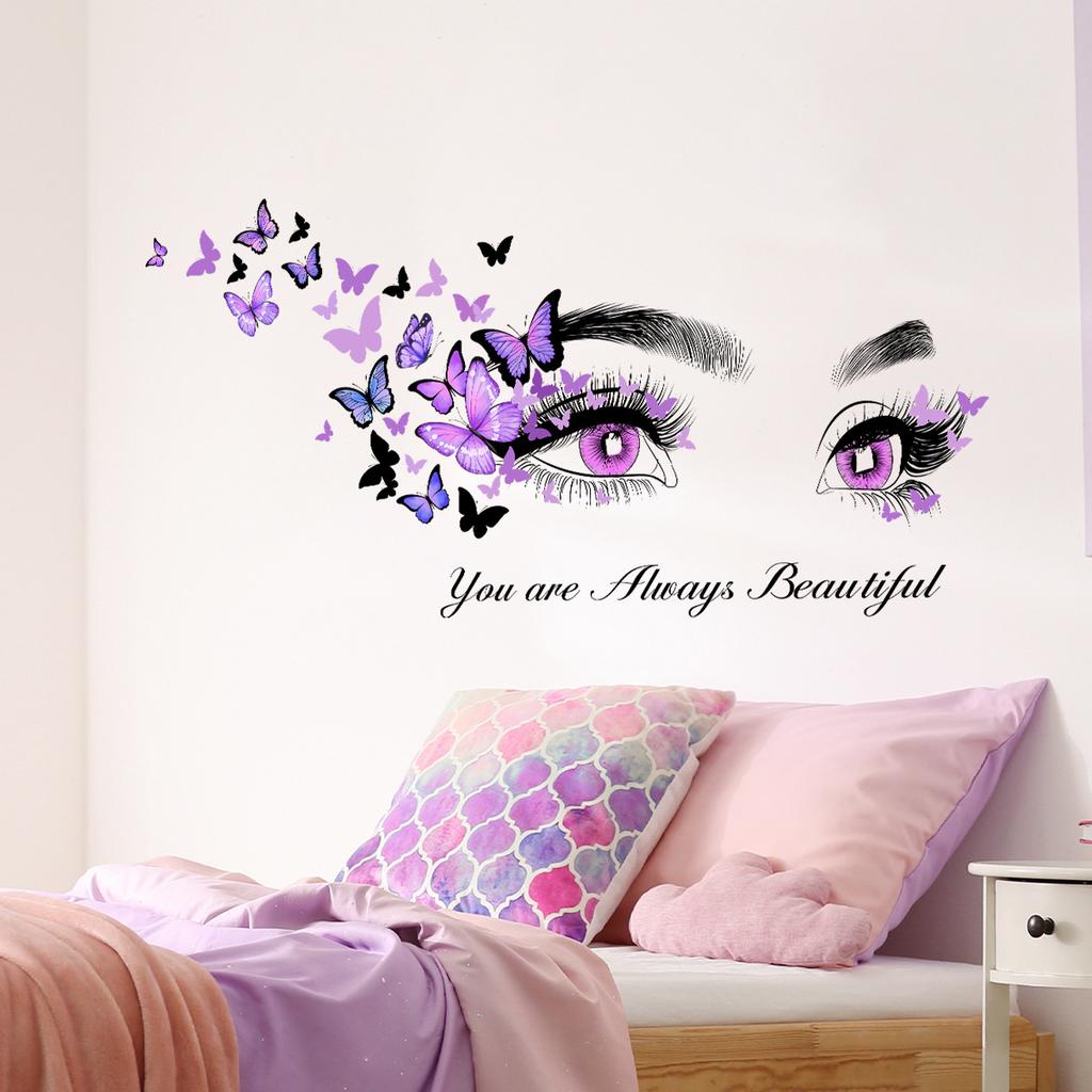 Eyes Butterfly Wall Sticker Background Wall Living Room Decorative Wall Sticker Self-adhesive Wall Sticker