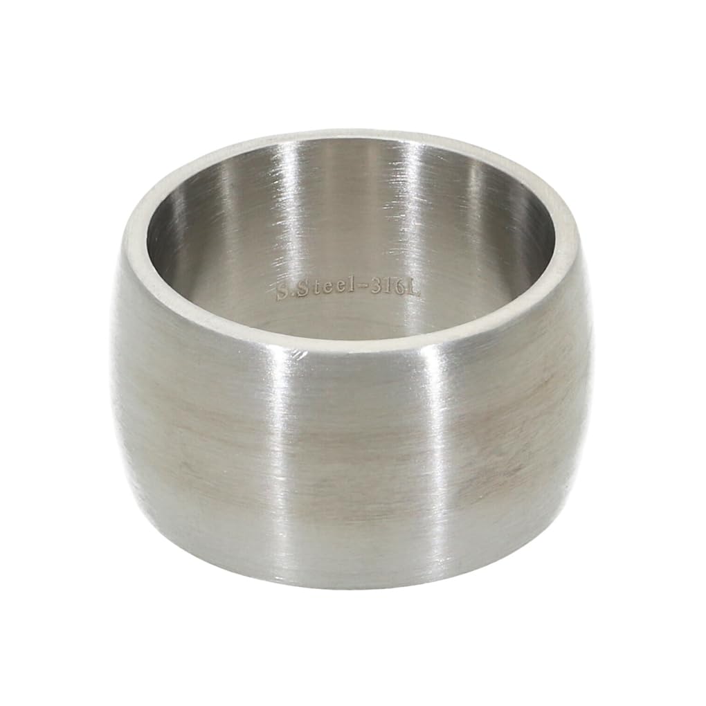 

Shinjuku Gin no Kura Men s Stainless Steel Barrel-Shaped Ring, Wide 14.5mm, Round Top, Size 31, Simple Design