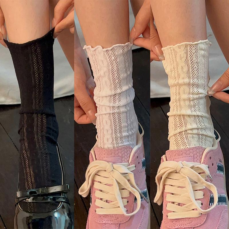 2026 Fashion Women's Sweet Lace Summer Socks Japanese Vintage Hollow Out Mesh Soft Lolita Kawaii Sockings High Quality Sockings