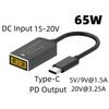 65W 100W 140W Square DC Plug to USB Type-C PD Converter Cable DC Input to USB-C PD Fast Charging Adapter For Lenovo Laptop Power Supply Cord