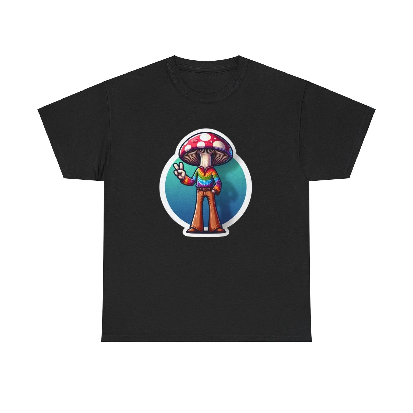 

Unisex Adult T Shirt Mushroom Peace Sign Bell Bottoms Graphic Hippie Retro Gift S