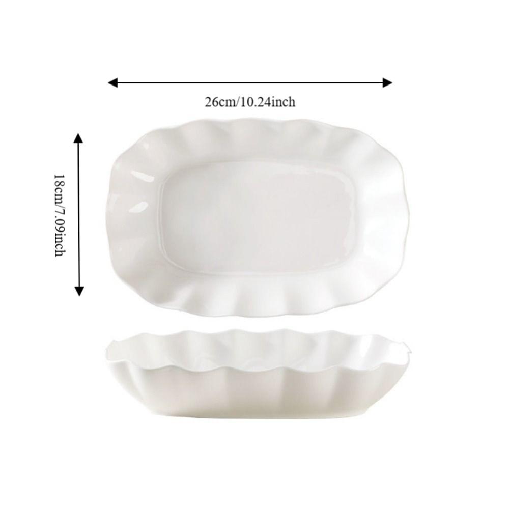 Heat-resistant Ruffled Edge Serving Plate Rectangular Meal Plate Artistic Steamed Fish Plate  Soup