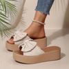 Mode 2025 Het Rea Damer Skor Öppen Tå Damtofflor Mode Utomhus Dagligen Rosett Sommar Nya Plus Storlek Plattforms Tofflor
