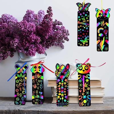 12Pcs/set Scratching Painting Animal Dinosaur Unicorn DIY Scratching Painting Colorful Scratching Paper for Student Rewards TMZ
