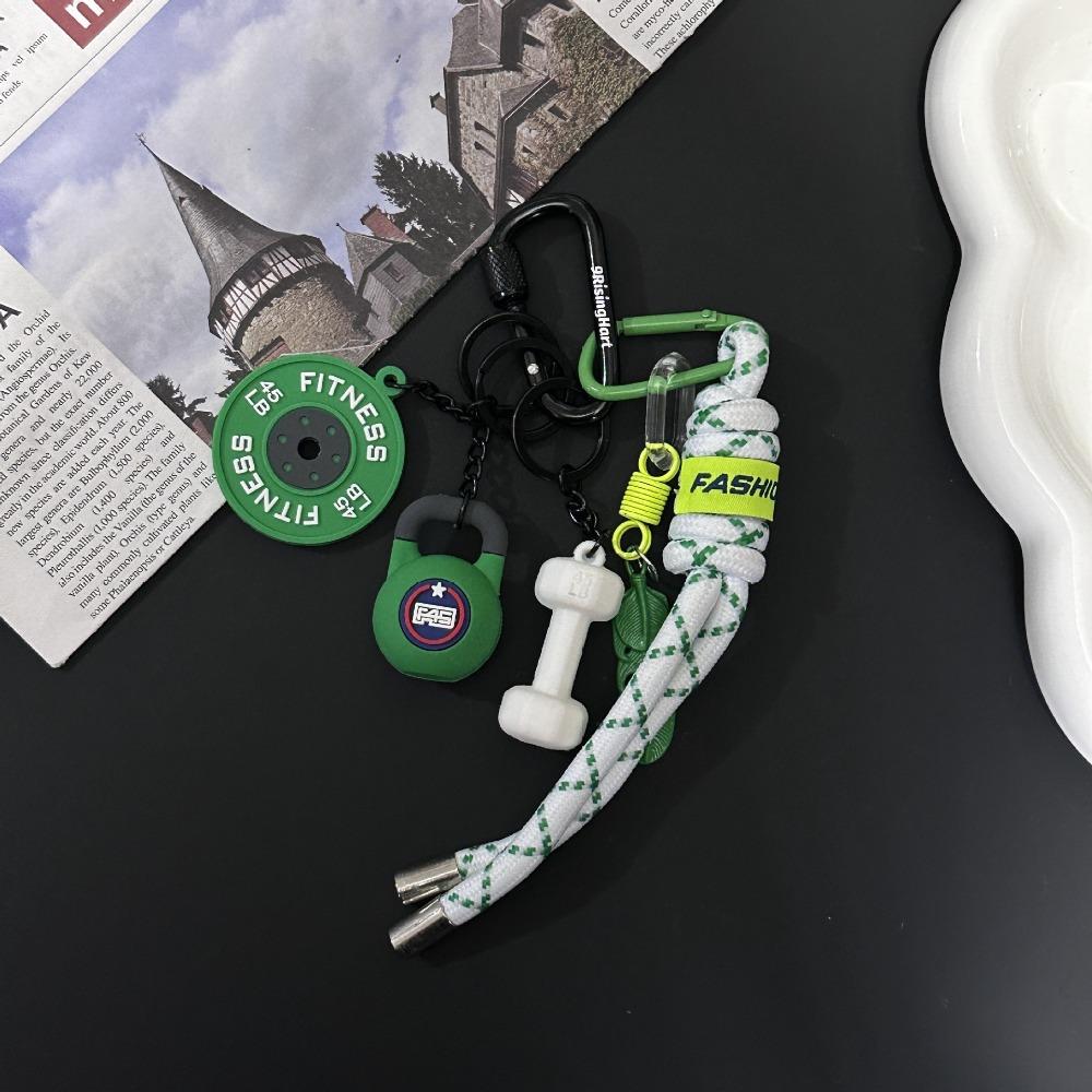 with D-shaped Buckle Fitness Series Pendant Colorful Simulation Dumbbells Keyring  Friends