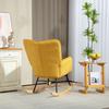 Vintage Rocking Chair, Curved Rockers, Thick Padding, Beech Wood & Steel, Yellow