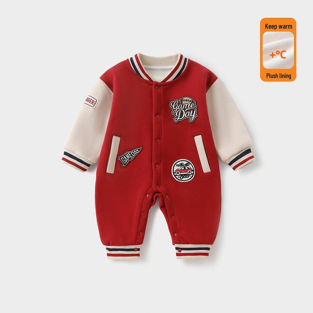 Baby Warm Padded Jumpsuit: Autumn/Winter Newborn Crawling Suit for Boys & Girls, Thick Cotton Toddler Bodysuit.