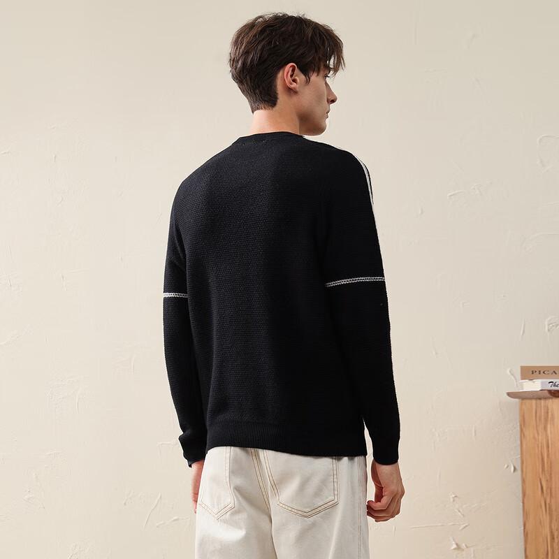 Komomboka Men's Striped Round Neck Wool Sweater