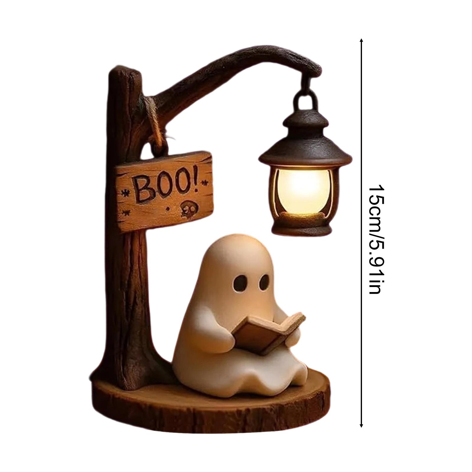 

Halloween Night Light Cute Reading Desktop Ornament Suitable For Home Decoration Warm Lamp Lovely Ghost Figurine Ornament One Size