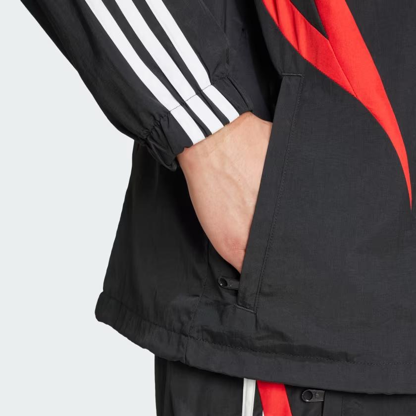 Adidas Originals Archive Track Top With Color-Block Logo Design And Comfortable Stand-Up Collar Long Sleeve Jacket Men Tops Black IY2092