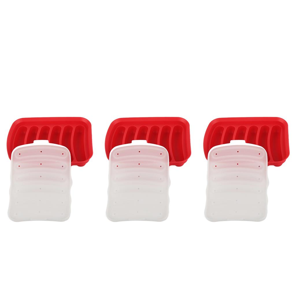 3PCS Sausage Hot Dogs Silicone Mold DIY Ham Making Mould Baby Food Supplement Baking ToolsRed