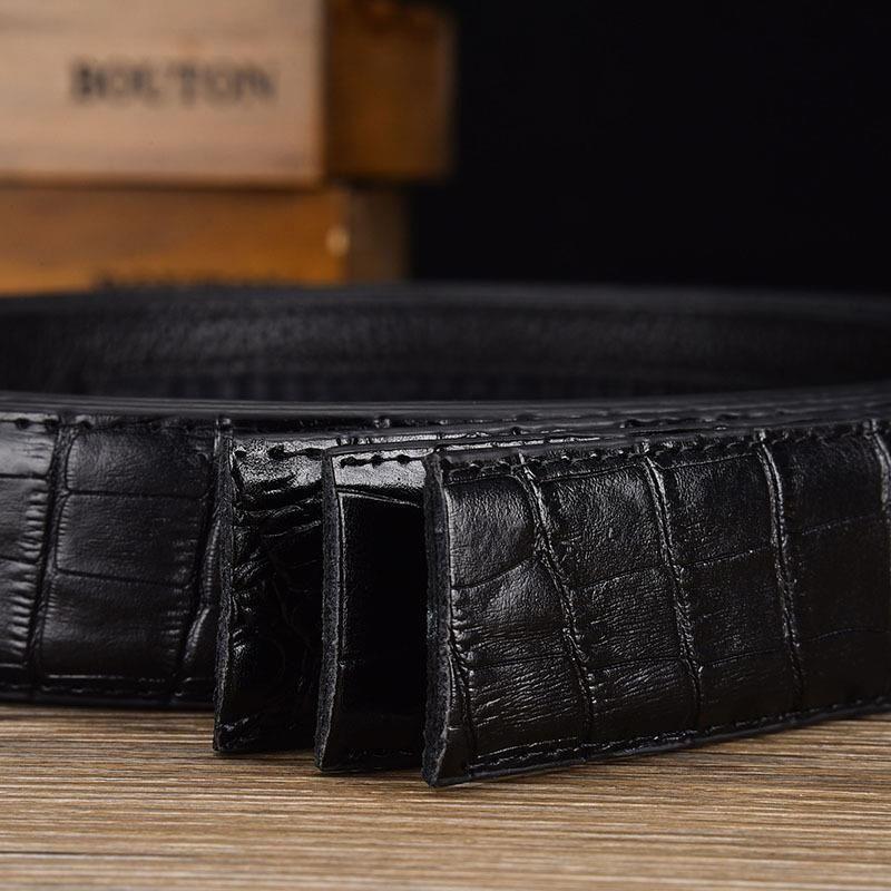 Men'S Headless Alligator Pattern Automatic Buckle Belt Casual Belt Strip Bare Business Double Card Slot Belt