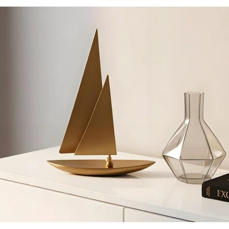 Sailing Boat Ornament Metal Art Decor Office Desk Living Room