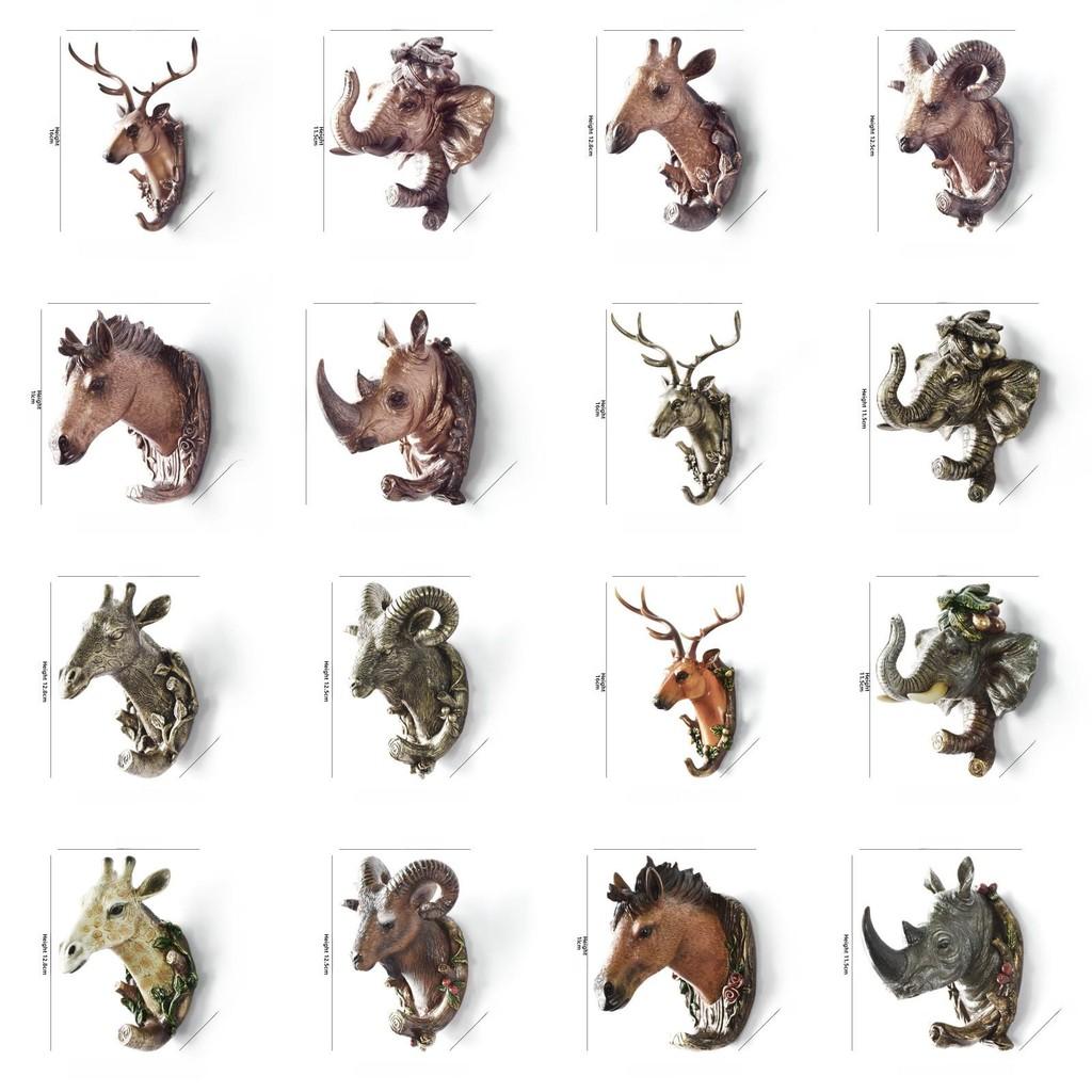 Wall Head Animal Hook Resin Decorative Hanger For Home Bedroom Office Decor