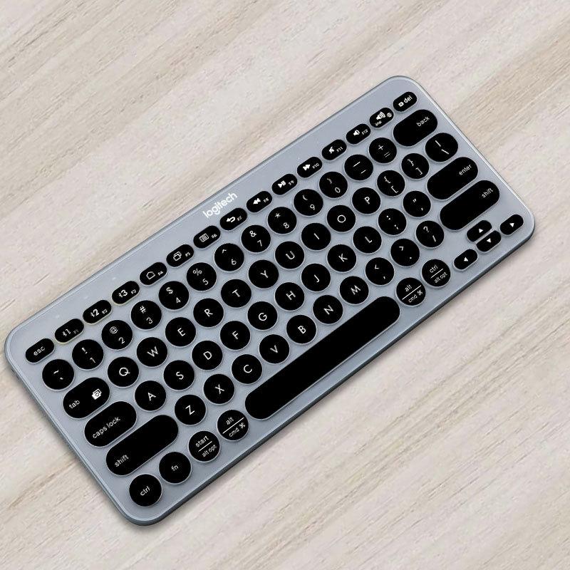 Vollschutz stumme Kieselsteintasten Silikon Schutzhülle Haut Hülle Folie Englisch Klar Schwarz Tastaturabdeckung für Logitech K380