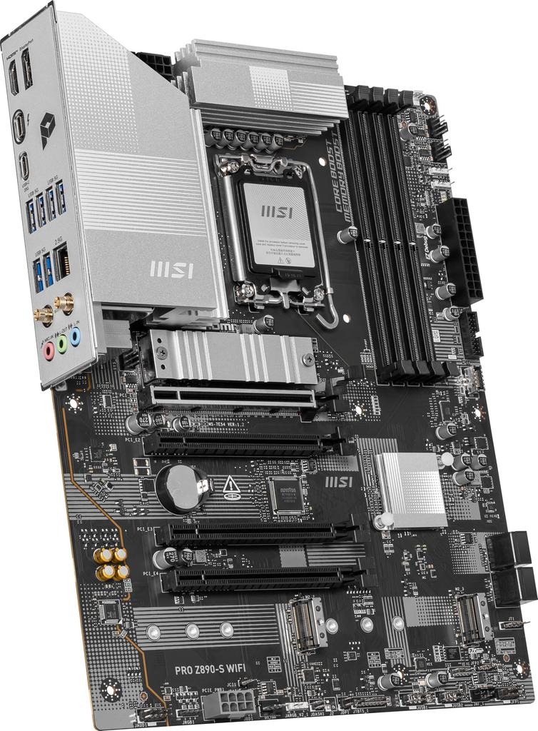 MSI PRO WiFi ProSeries Mainboard Core Ultra Serie 2 Intel LGA PCIe USB Bluetooth Thunderbolt und Z890-S (Unterstützt Prozessoren, 1851, DDR5, 5.0, M.2,