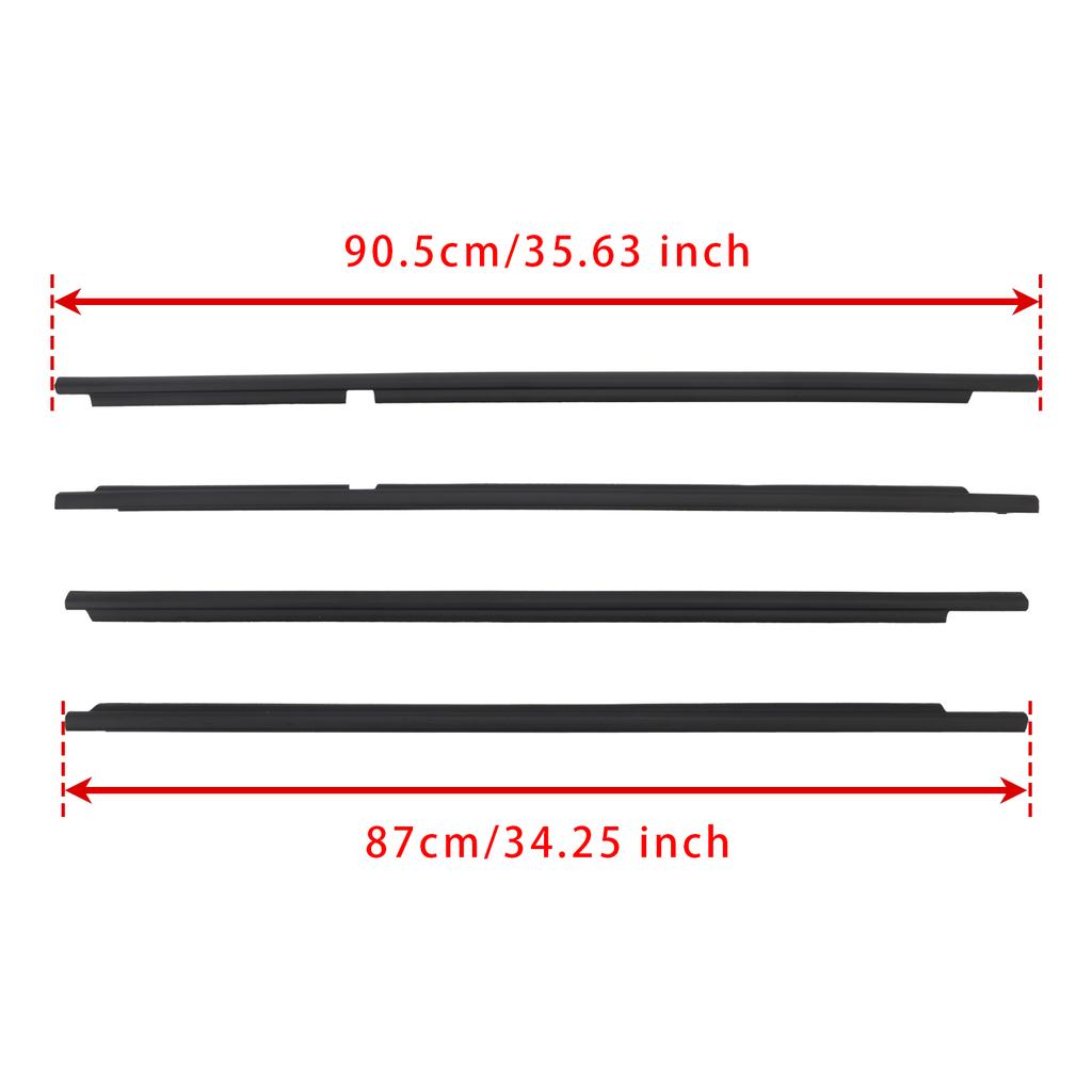 4PCS Door Glass Belt Outer Molding Weatherstrip For Toyota Land Cruiser LC 200 2008-2015