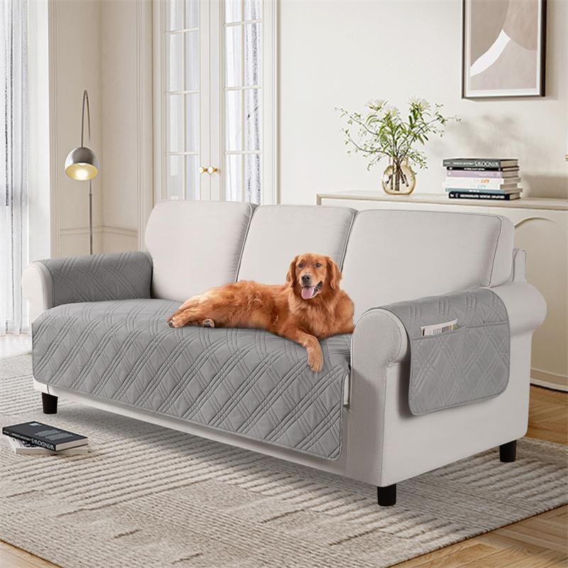1/2/3/4 Seater Pets Kids Sofa Cover Mat Anti Cat Scratches Armchair Cover Non-Slip Anti-Dust Plaid Sofa Slipcovers Protectors