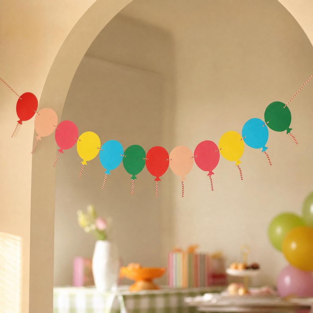 Colorful Party Decoration Kit with Bunting Banners for Birthday Wedding and Baby Shower Scene Setup