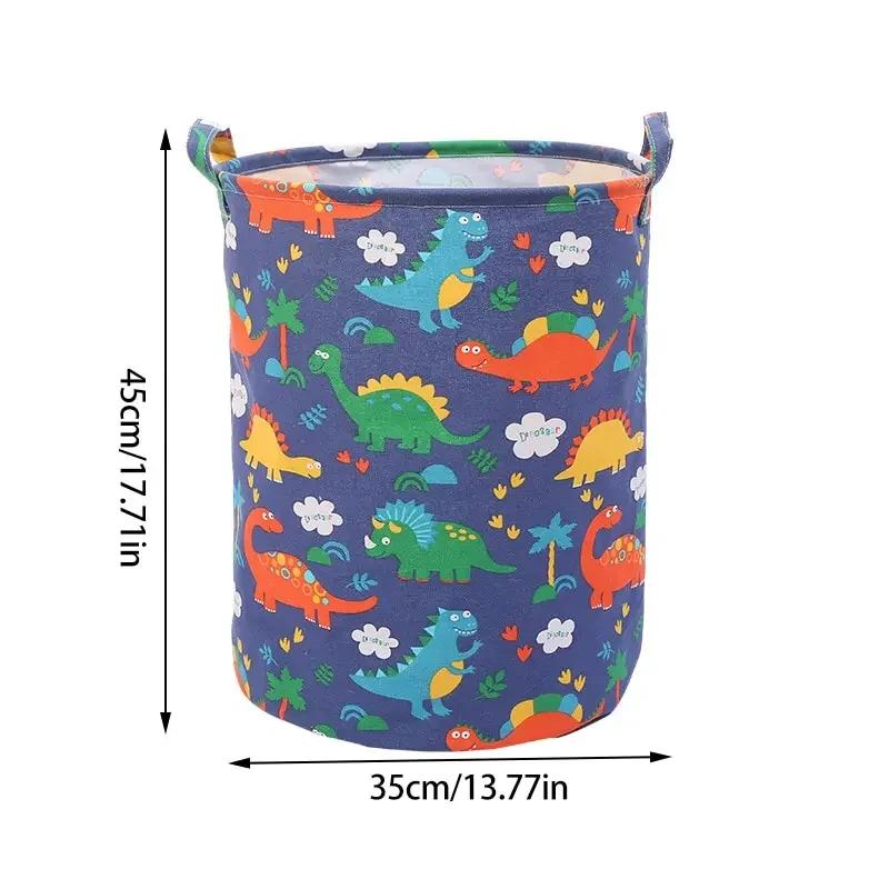 Foldable Round Waterproof Laundry Basket Cotton Linen Organizer Bucket Large Capacity Home Clothing Kids Toy Storage Basket