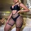 Sexy Bodycon Dress Backless European and American Cross-Border Lingerie One-Piece Fishnet Dress Foreign Trade Strap Sexy Set