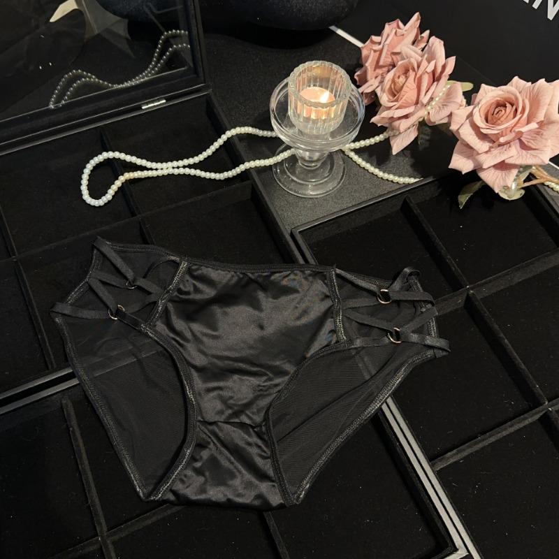 Damen Sexy Spitze Gekreuztes Feines Band Satin Atmungsaktives Mesh Höschen