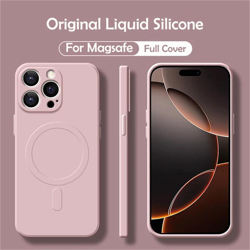 

Magnetic Wireless Charge Liquid Silicone Case For For Iphone 16 17 Air 15 14 13 12 11 Pro Max Plus Mini For Magsafe Soft Cover funda For iphone 12 Pro