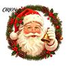 Easy Application Wall Art Christmas Wreath Window Stickers, Retro Santa Claus PVC Decals, Waterproof Decorative Winter Seasonal Home Decor Static