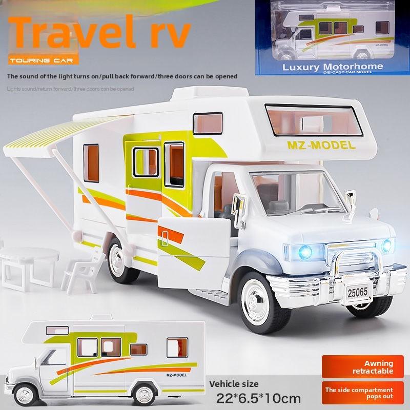 Alloy Large Travel Rv Truck Toy Model With Sound Light For Kids Play
