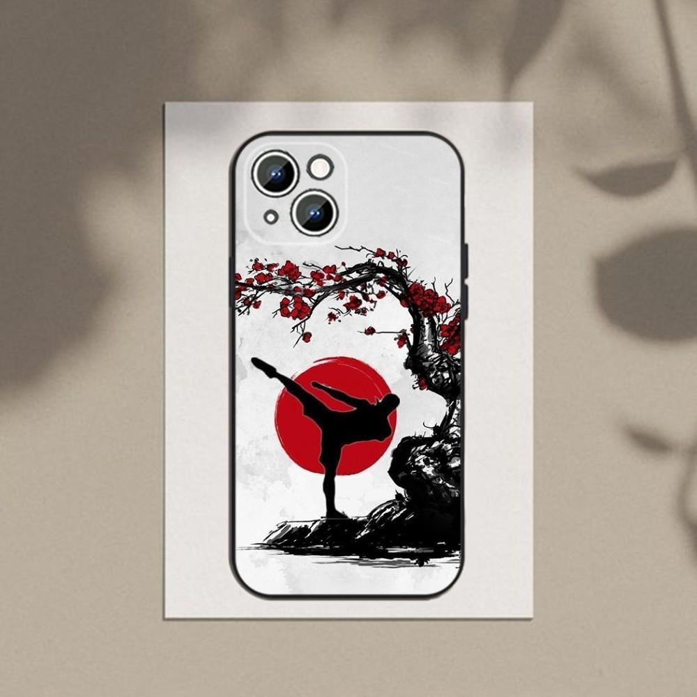 Kyokushin Karate Symbol Phone Case For Apple iPhone 15,14,13,12,11,XS,XR,X,8,7,Pro,Max,Plus,mini Silicone Black Cover