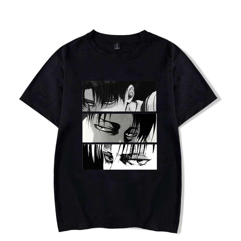 Dámská trička Japonské Anime Attack On Titan Levi Ackerman Eye Punk Tops Letní Harajuku Oversized gotické tričko s krátkým rukávem