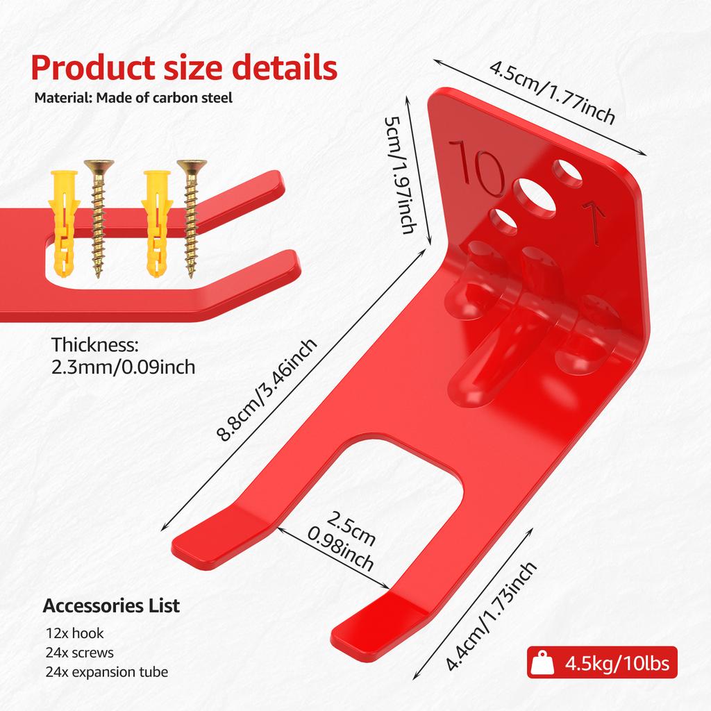 12Pcs Universal Fire Extinguisher Brackets Heavy Duty Wall Mount Holder with Screw & Expansion Tube for Large Small Dry Chemical