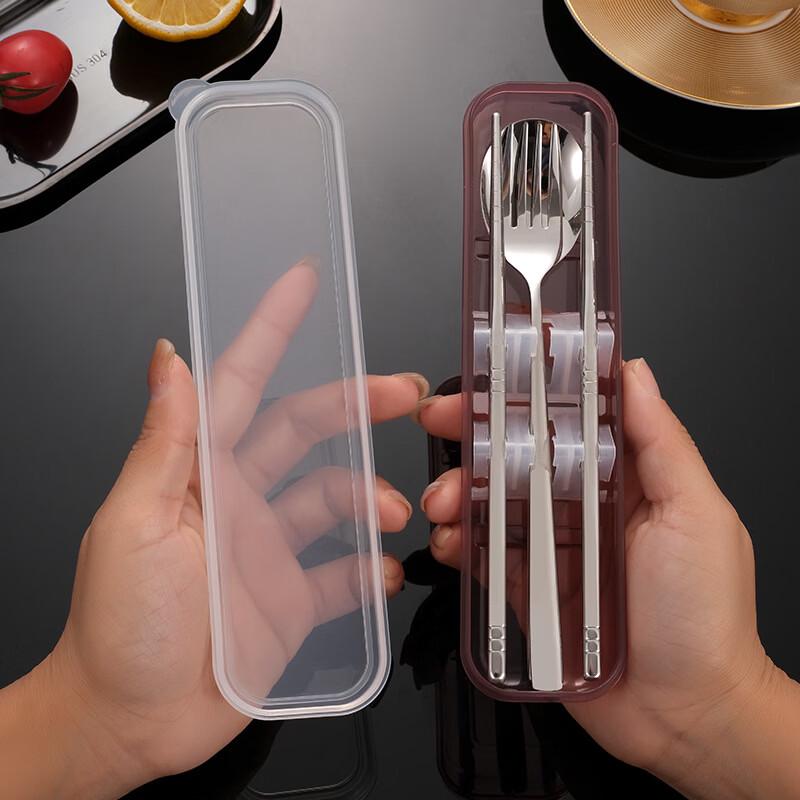 Portable Stainless Steel 3-Piece Cutlery Set with Transparent Case