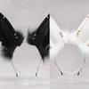 Lolita Plush Hair Hoop Wolf Ears Headwear with Metal Ring Furry Headband Cute Anime Fancy Dress Cosplay Accessories