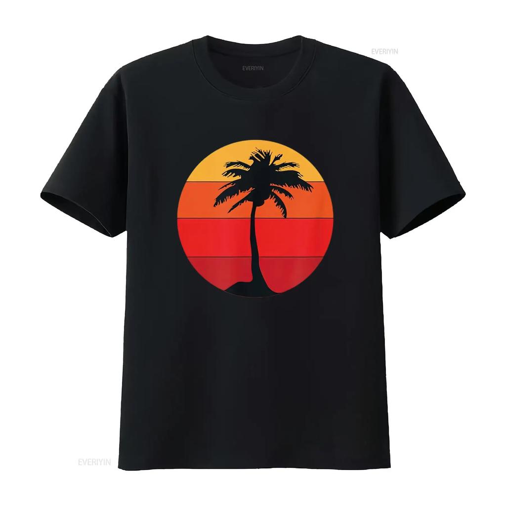 Sunset Palm Tree Graphic Retro Vintage T-Shirt