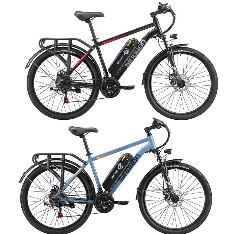 26'' 500W Electric Mountain Bike, 48V 12.5Ah Removable Battery 21 Speed Adult Electric Bicycle, Lock Suspension All Terrain E-Bike with Rear Rack