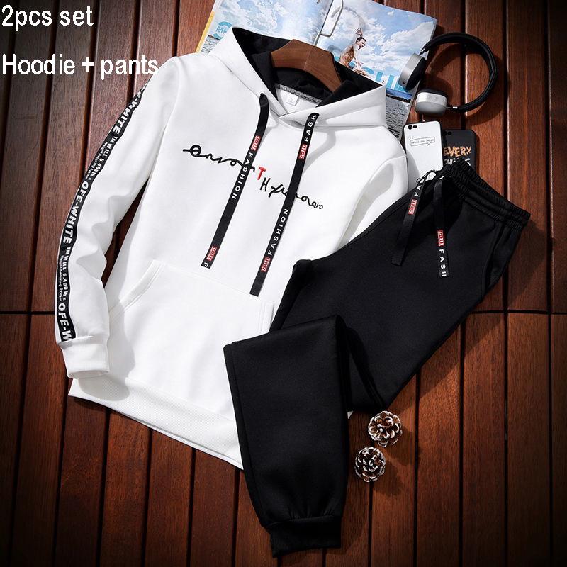 Buy Hoodie Spring and Autumn Men's Clothing 2pcs Set Trend Long-Sleeve ...