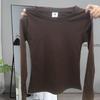 Women's Slim Fit Pure Cotton White Long-Sleeve T-Shirt, Round Neck, Regular Shoulder, Versatile Base Layer for Spring, Autumn, or Winter