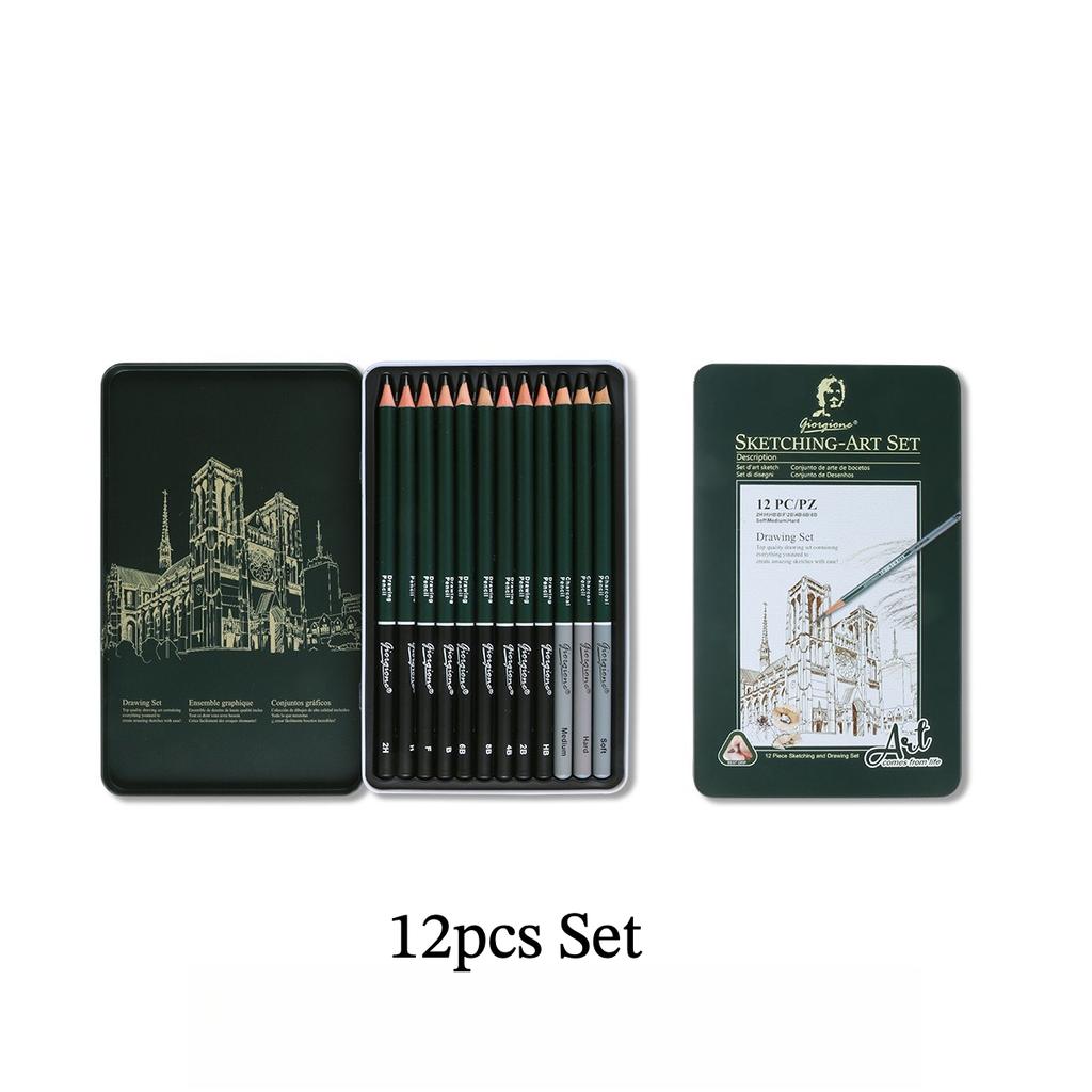 Sketch Pencil Set Charcoal Drawing Pencils Matte 2B Graphite Pencils for Beginners Artists 10/12/19/27 Pcs In Tin Box