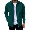Men's Casual Oversized Solid-Color Pocket Zipper Long-Sleeve Jacket