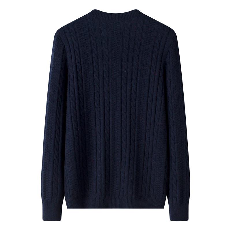 Women's Pure Wool Round Neck Cable Knit Cardigan - Autumn/Winter Long Sleeve Loose Fit Sweater