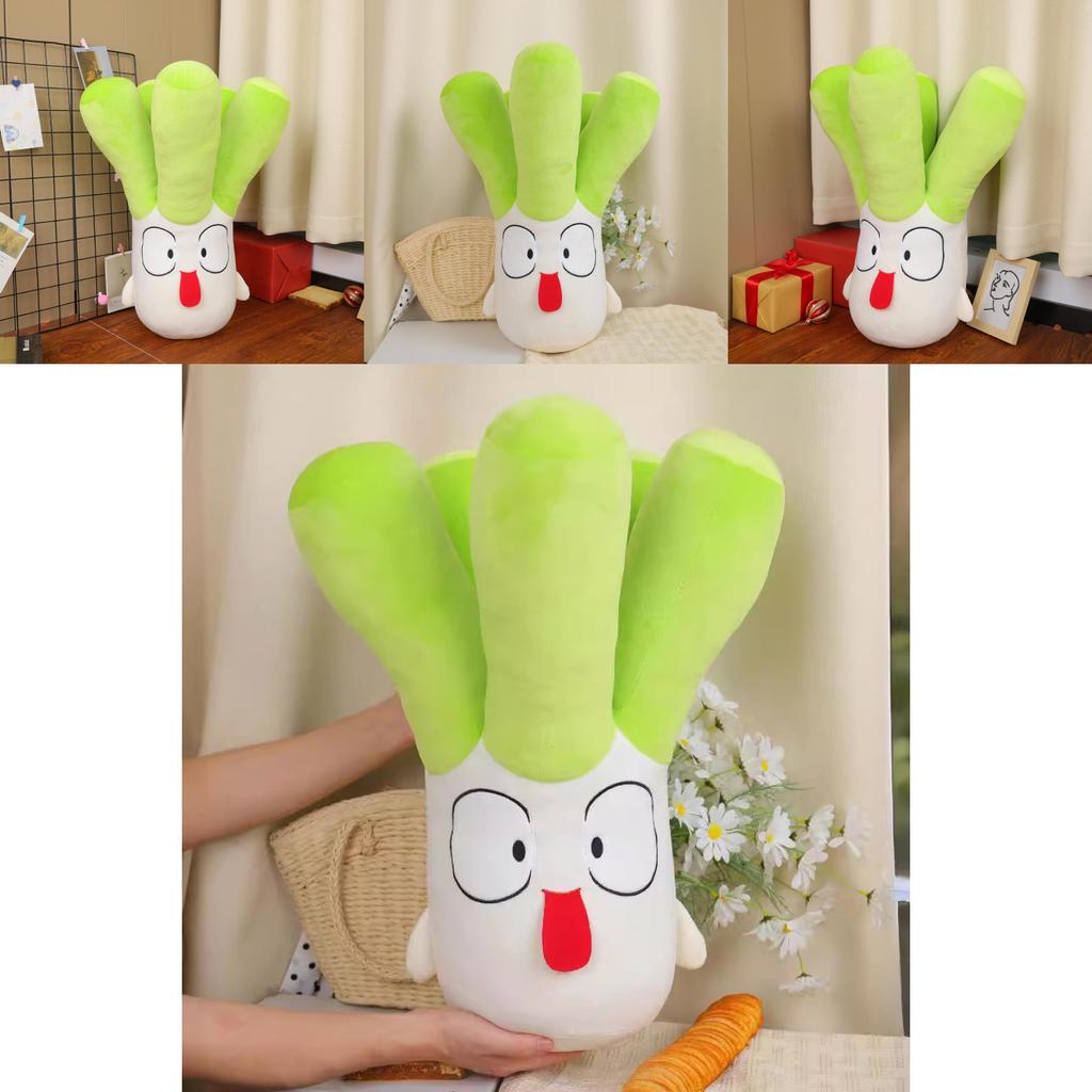 Adorable Green Scallion Plush Toy Soft Pp Cotton Stuffed Pillow For Bed