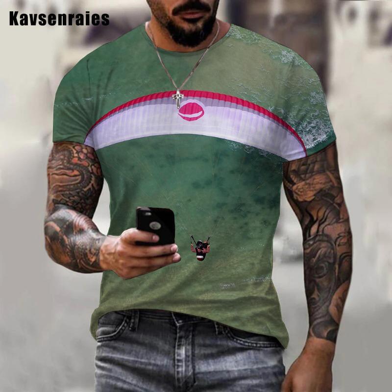 Paragliding Printed 3D T-shirt 2022 Fashion Summer Cool Extreme Sport Streetwear T Shirts Boy Girl Oversized Tops